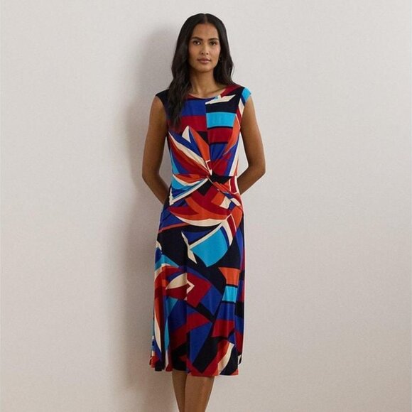 Lauren Ralph Lauren Dresses & Skirts - Lauren Ralph Lauren NWT Colorful sleeveless Twist front Jersey Dress, sz 10